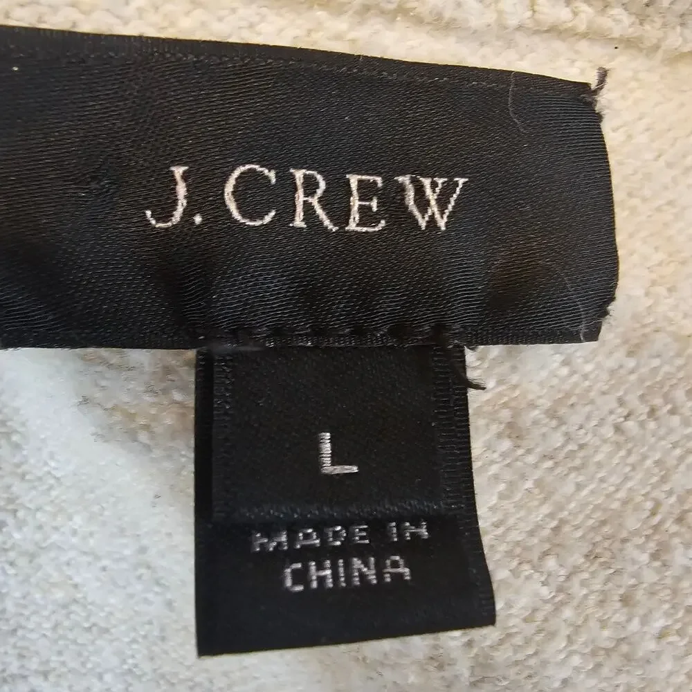 J.Crew Striped Beige Black Knit Cotton Sweater Men's L Preppy Old Money 3448